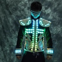 Светодиодный светящийся флуоресцентный костюм для сценических выступлений, баров и подиумов, унисекс, полиэстер
