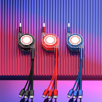 Logo personnalisé rétractable 3 en 1 USB Micro Type-C Câble 2.4A Câble de données rétractable à charge rapide Type c pour Android Multi Phone