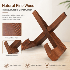 Supporto per Libri a X in Legno di Pino Massiccio, Resistente, per Tablet, Ricettari e Riviste - Product Image 2