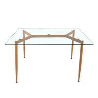Meubles de salle à manger en verre design moderne, 4 chaises, pieds en métal, table à manger rectangulaire en verre pour la maison et la cuisine