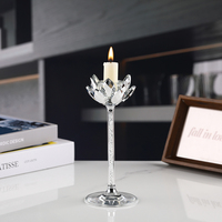 Ensemble de 3 bougeoirs en verre cristal Lotus transfrontalier, écologiques, romantiques, pour dîner de mariage, petits candélabres