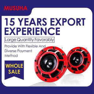 MUSUHA แตรรถ RTS เสียงดัง,แตรสำหรับรถยนต์12V อเนกประสงค์กันน้ำ118dB แตรแผ่นดิสก์สีแดงทูโทน MU-1202L-2 - Product Image 2