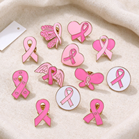 Broche en émail personnalisée en métal pour la sensibilisation au cancer du sein, ruban rose, vente en gros