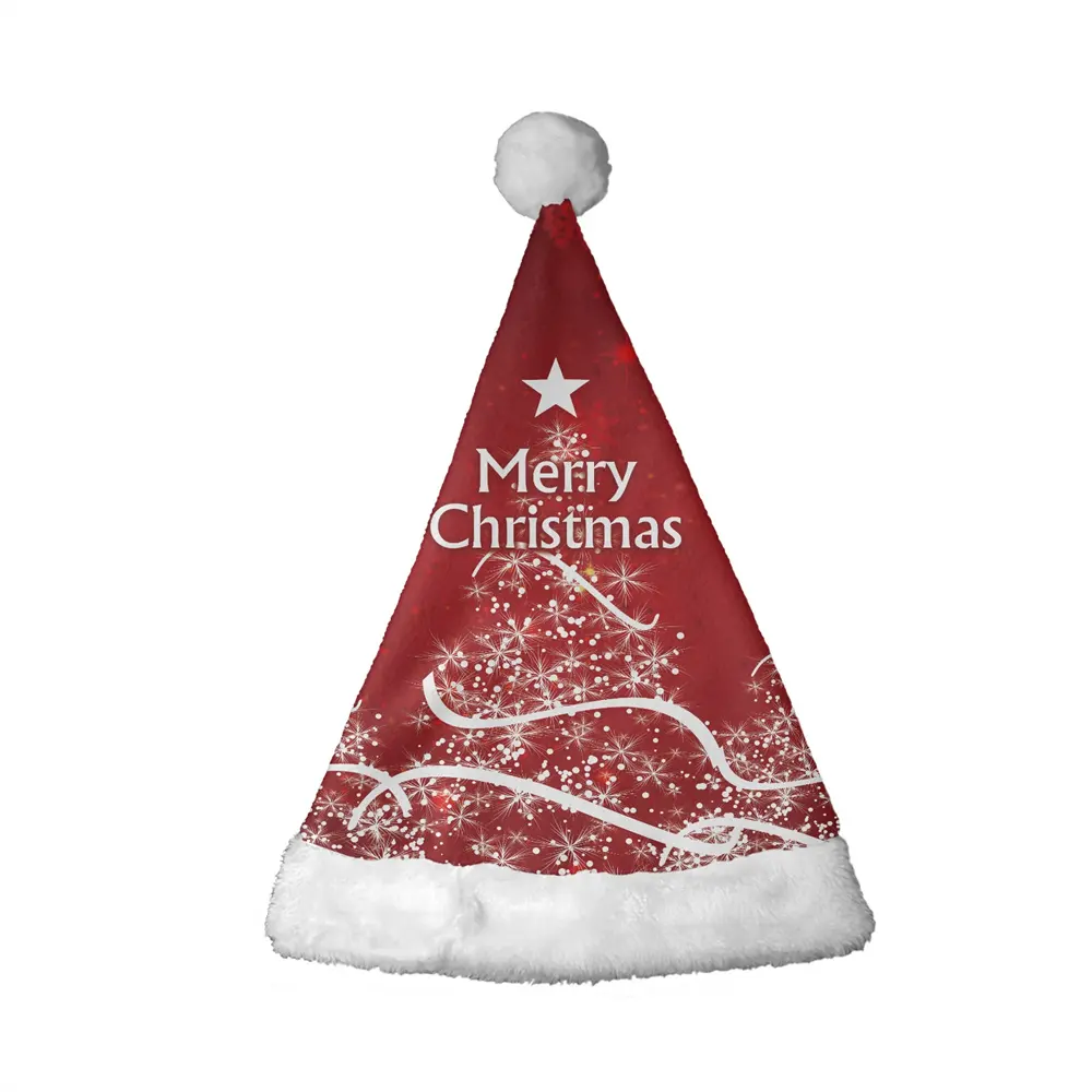 Rote Frohe Weihnachten Hüte Schneeflocke Hut Weihnachten Print On Demand Benutzer definierte Weihnachts mütze Santa Niedriger Preis Großhandel