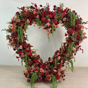 Arche de <span class=keywords><strong>roses</strong></span> rouges vintage, support de fleurs artificielles de luxe, cadre pour décoration de fond de mariage et de fête, accessoire floral artificiel durable - Product Image 3