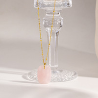 Collier Géométrique Délicat en Cristal de Guérison, Pendentif en Pierre Naturelle en Acier Inoxydable Étanche pour Femme, Cadeau d'Anniversaire