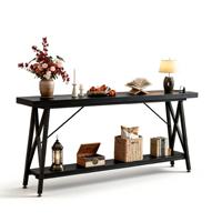 Table basse moderne extra longue en bois, table de canapé, station de charge, étagère de rangement, entrée, salon, hauteur réglable