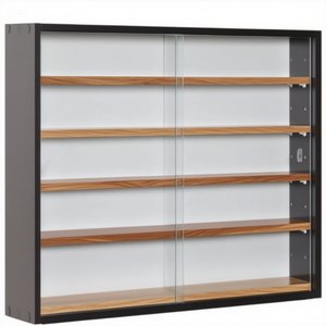 Hikuya Nhiệm Vụ Ánh Sáng Duy Nhất-Sided 5-Tier Shotglass Hiển Thị Đứng Với 2 Cửa Kính 4 Có Thể Điều Chỉnh Kệ Tường Kệ Hiển Thị Tủ - Product Image 4