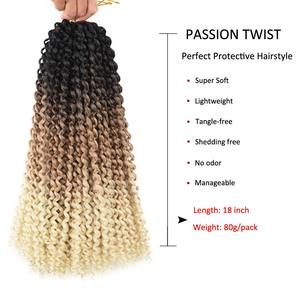 Extensions de Cheveux au Crochet Passion <span class=keywords><strong>Twist</strong></span> Bouclées Ondulées à l'Eau pour Tresses en Fibre Synthétique 18 Pouces Couleur Ombrée - Product Image 3