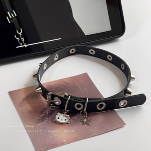Collar gótico exclusivo transfronterizo con estrella de cinco puntas, collar de gatito estilo punk rock oscuro, cadena para clavícula de la subcultura gótica. - Product Image 4