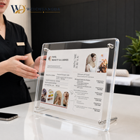 Support de menu mural double couche en acrylique, présentoir de cartes de table, panneau d'affichage remplaçable pour liste de prix, idéal pour café et salon de thé