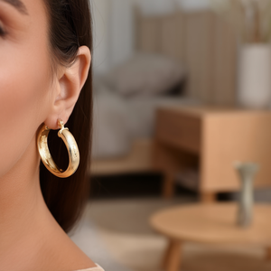 E4454 Golden <b>Hoop</b> <b>Earrings</b> Gold Plated Zinc Alloy Classic Unisex <b>Fashion</b> Jewelry - Product Image 2