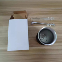 Tasse à gourde Yerba Mate de 8oz en acier inoxydable 304 avec cuillère à paille et brosse de nettoyage Mini Calebasse argentine Design