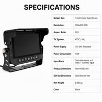 Monitor TFT para Auto de 7 Pulgadas 1024*600 AHD ADAS, 12-24V, Entrada de Video Dual, Pantalla de Reversa Automática para Camión, Autobús, Camioneta