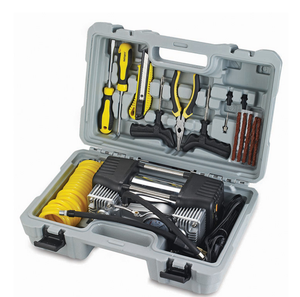 Metal Dual-Cilindro 12V Compressor de Ar de Alta Potência Kit Inflator pneu portátil para veículos e carros (Kit Toolbox Heavy-Duty) - Product Image 1