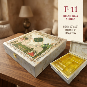 Caja de Regalo Artística de Diseño Tradicional, Serie de Cajas de Resina Pintadas a Mano de 12x12 Pulgadas con Bandeja Dorada, Diseño Artístico Tradicional - Product Image 4