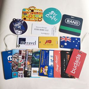 Étiquettes de bagages en PVC rigide personnalisées en gros avec logo imprimé, étiquettes de valise, impression couleur intégrale, couleur personnalisée, transparentes - Product Image 1
