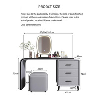 Table de toilette de luxe légère avec tabouret Prix de gros Commode blanche crème à 3 tiroirs avec miroir pour chambre à coucher