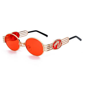 Lunettes de soleil rétro chinoises à thème animal steampunk, monture ronde en métal, lunettes hip-hop - Product Image 1