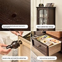 Armoire à vin moderne en bois massif de luxe avec portes vitrées pour salle à manger, salon et petit appartement