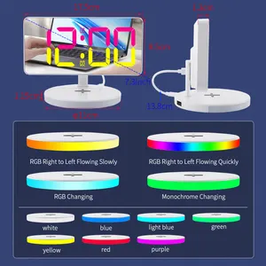 Nieuw Ontwerp Led Nachtlampje Digitale Wekker 15W Snellaadstation Draadloze Oplader Met Wekker