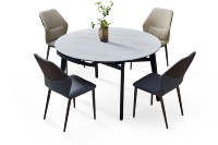 Juego de Comedor de Lujo Estilo Nórdico Retro Antiguo para 4 Personas, Hecho de Piedra, Estilo Moderno, Muebles Multiusos para Casa, Villa u Hotel