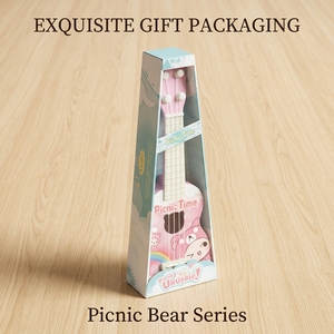 Ukulélé 4 cordes pour débutants, motif <span class=keywords><strong>ours</strong></span> classique, finition marron et rose, style dessin animé, instrument de musique pour enfants - Product Image 3