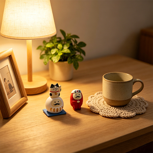 Figura de Resina Daruma Maneki Neko, Gato de la Suerte Kawaii, Adorno de Escritorio, Decoración Auspiciosa para el Hogar u Oficina, Recuerdo de Bendición, Regalo - Product Image 3