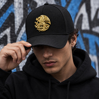 Épingles à chapeau mexicaines pour casquettes de baseball, casquette de baseball personnalisée à 5 panneaux, logo 3D en métal doré, doublure en satin, broderie premium, snapback