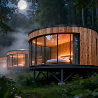 Cabane en bois personnalisable pour le glamping, maisonnette préfabriquée pour hôtel, complexe hôtelier, vacances, Airbnb, maison d'hôtes, maison conteneur à ossature acier