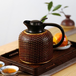 Bamboo Woven Stainless Steel Thermos Flask Round Vacuum Design Traditional Chinese Style Travel Use <b>Large</b> Capacity - Product Image 4
