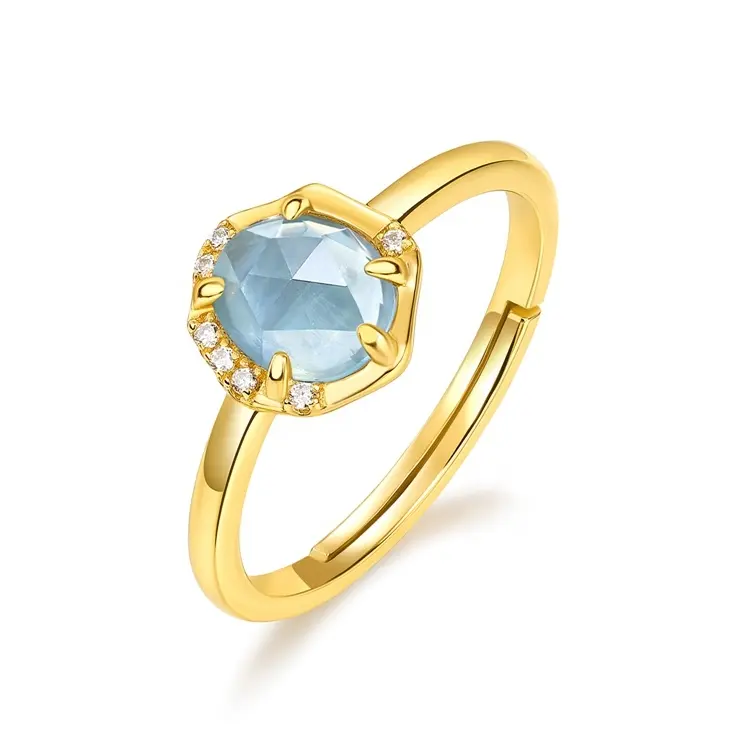 Eccellente anello fatto a mano in pietra preziosa anello in argento Sterling acquamarina brasiliana per anello di fidanzamento regalo di compleanno donna