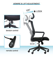 Chaise de bureau exécutive ergonomique moderne confortable à dossier haut, couleur personnalisable, en maille, réglable en hauteur, pivotante, avec vérin à gaz chromé