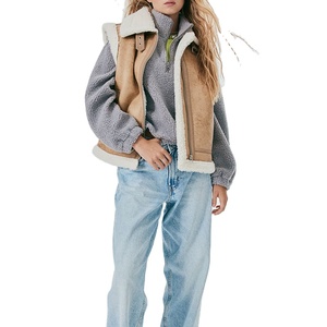 Nouvel arrivage de veste en molleton doux personnalisé à la mode manteau à col rabattu <span class=keywords><strong>sans</strong></span> manches blouson d'aviateur gilet pour femmes - Product Image 2