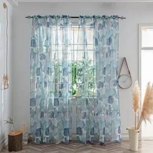 Amity Modern Minimalism Bedrooms Balcons Full Shading Sun Protection Printing Sheer Window Curtain For The Living Room