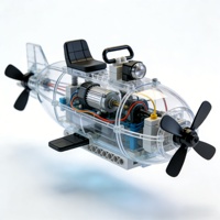 Juego de Bloques de Construcción de Plástico para Niños, Motor de Submarino Programable Personalizado, Aprendizaje STEM
