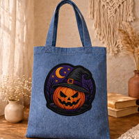 Offre Spéciale Halloween : Écussons thermocollants en chenille à motif de dessin animé, broderies avec bordure dorée, personnalisables OEM pour vêtements, vente en gros