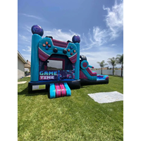 Rumah Kastil Tiup Tendy Mixed Wholesale Game Time Bouncy House Combo dengan Seluncuran Air untuk Bisnis Sewa Pesta