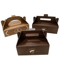 Boîte à pâtisserie effet dorure à chaud, boîte en carton doré, boîte cadeau haut de gamme, emballage en carton doré pour friandises avec poignée