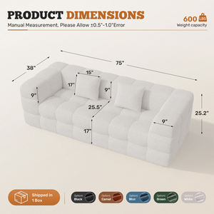 Modern Sherpa Velvet Tufted 3-Seater <b>Sofa</b> <b>Bed</b> High-Density Foam Ergonomic Support No Assembly Required Living Room Seating - Product Image 6