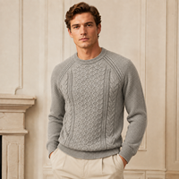 Pull en maille à col rond en coton BCI 100% pour homme, certifié BSCI/WRAP, à manches longues