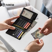TILONSTAR TVW142 dompet kulit pola buaya, serat mikro kelas tinggi pola RFID minimalis dengan saku koin