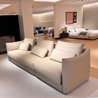 Canapé modulaire en cuir véritable moderne et écologique en forme de L avec sièges larges et rembourrage en éponge pour appartement, hôtel, salon