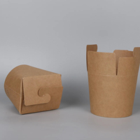 Seau à nouilles jetable en gros à fond carré, seau à pâtes en papier kraft anti-fuite pour plats à emporter, boîte à salade de nouilles pour le déjeuner