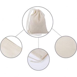 Wholesale Custom Logo Personalized Soft Fabric Calico Canvas Cotton Drawstring <b>Bag</b> With Double <b>String</b> - Product Image 4