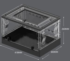 Terrarium pliable en plastique tendance pour reptiles 42x30x26 cm, habitat portable transparent avec porte frontale et dessus en maille pour la maison - Product Image 5