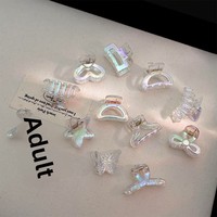 Mini pince à cheveux papillon en plastique irisé, élégante et faite à la main, pour la nuque, les franges et comme accessoire de coiffure