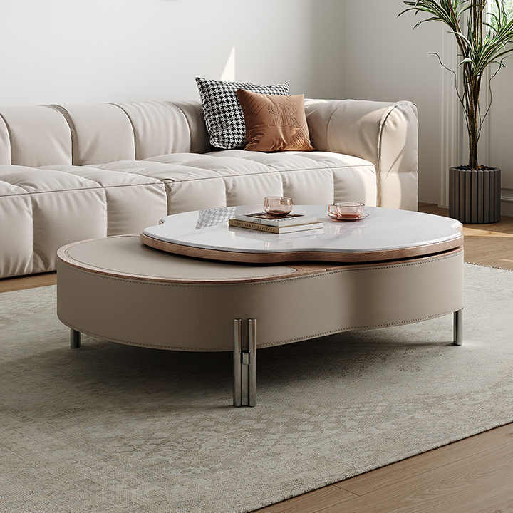 Modern Elevator Stone Top Coffee Table Height Adjustable TV Stand ...