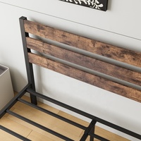 Tête de lit en bois de soutien vintage rustique en métal solide avec lattes de cadre de lit à plate-forme pleine grandeur USA chambre 1 pièce pour hôtels