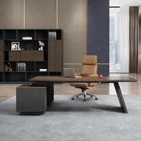 Bureau de direction en bois de luxe avec armoire de rangement latérale, table moderne pour PDG, patron, directeur, mobilier de bureau